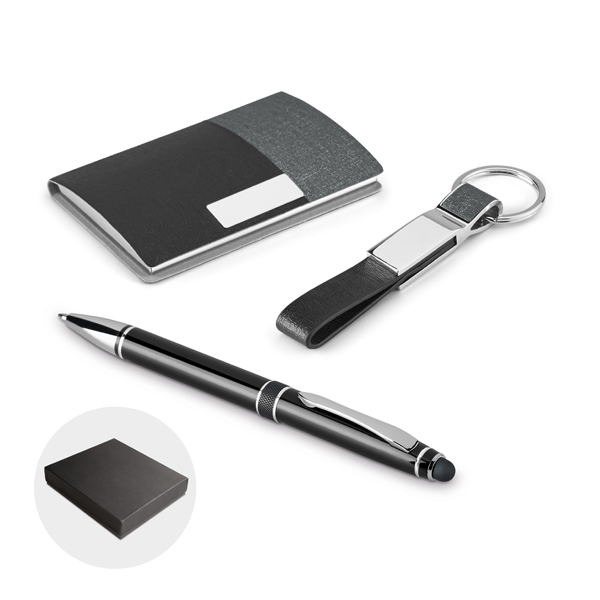 93315 – Kit de porta cartões, chaveiro e esferográfica